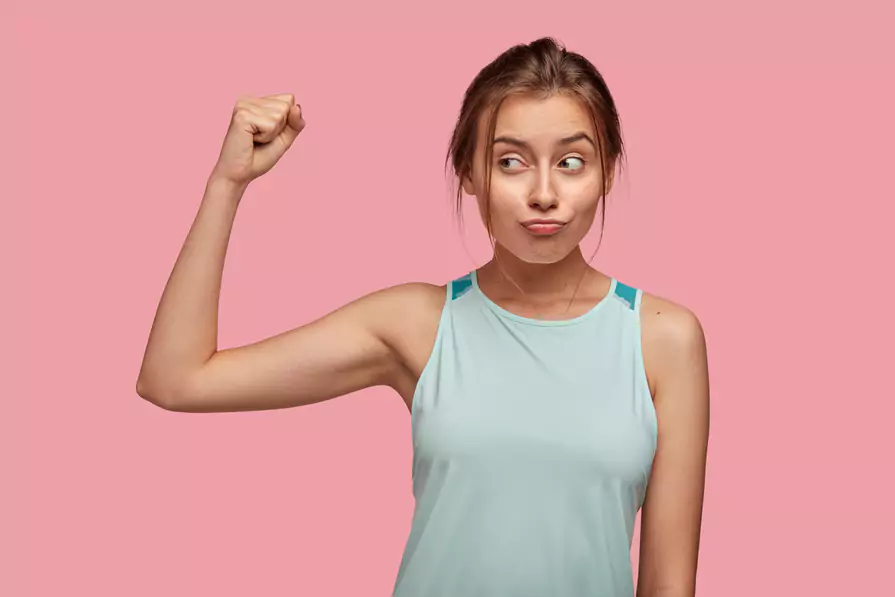 Women Confident Her Body Strength Shows Bicep